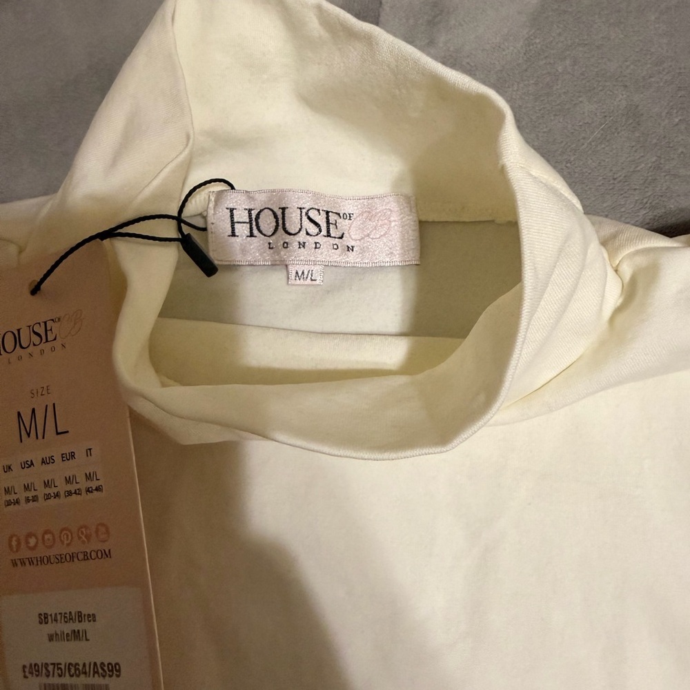 House of CB Cream Sleeveless Turtleneck Bodysuit - Picture 3 of 3